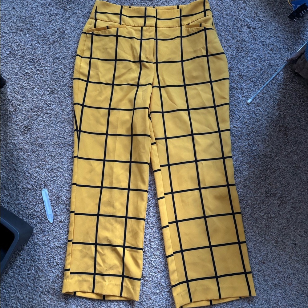 New York & Company Mustard Plaid Pants